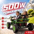 thumbnail image 2 of iRerts 36V Powered Ride on Toys for Big Kids, 2 Seater Ride on Cars with Metal Frame, Bluetooth Music, 4 Wheels Suspension, Electric Ride on Vehicles for Boys Girls, Green, 2 of 8