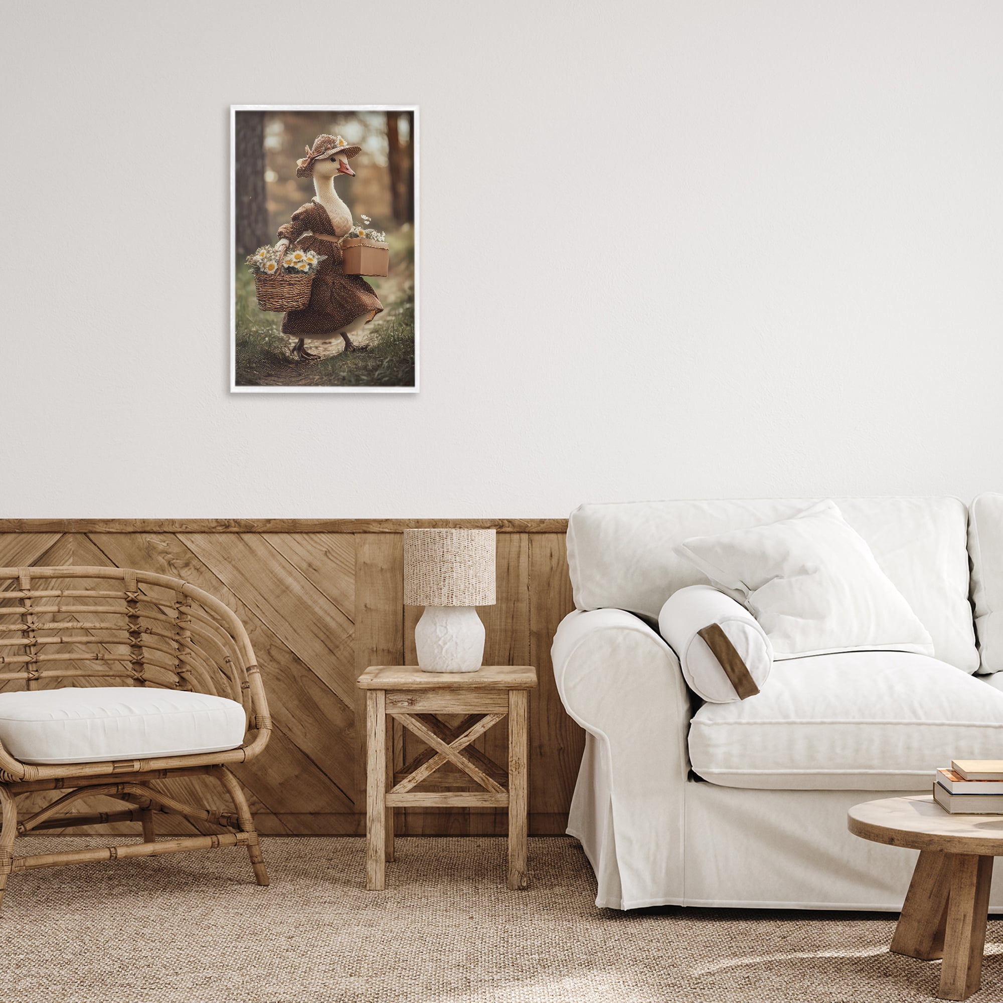 Stupell Industries Mother Goose with Flowers White Framed Giclee Art, design by The Wands Want