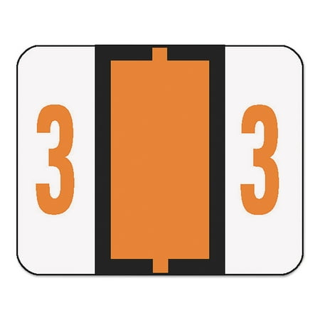 Smead Single Digit End Tab Labels, Number 3, Dark Orange, 500/Roll