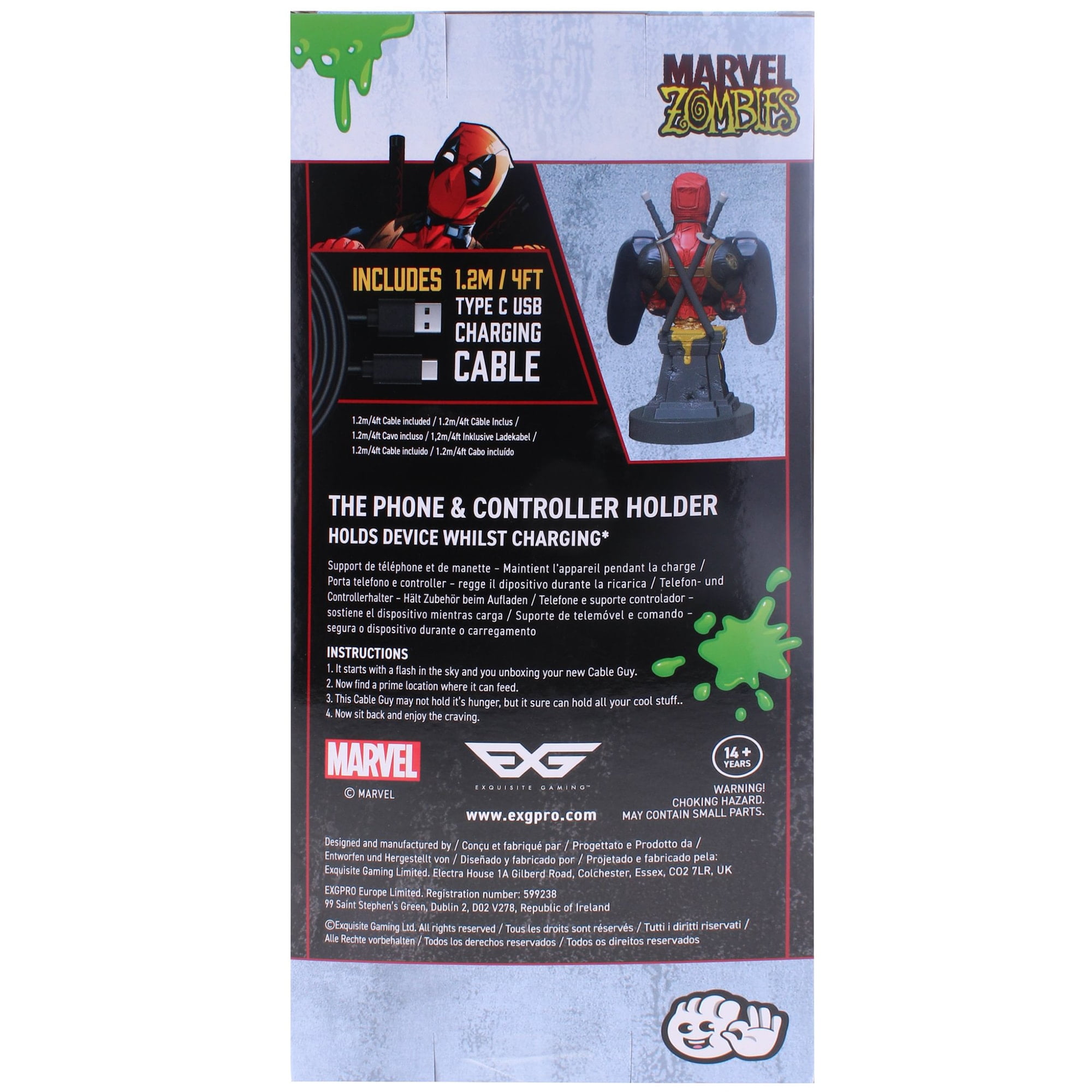 Exquisite Gaming: Marvel - Deadpool Zombie - Cable Guys Original Controller & Phone Holder, Collectible Device Stand, Officially Licensed Figure