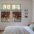 thumbnail image 3 of Spring Botanical Kitchen Curtain for Berdoom Living Room Cafe 45 Inch Length, Farmhouse Black Plaid Brown Wooden Grain Tiers Curtains Light Filtering Drapes Window Treatment 2 Panels 52"Wx45"L, 3 of 8