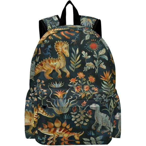 16 Inch Backpack Dinosaur Floral Plants Laptop Backpack School Bookbag Shoulder Bag Casual Daypack