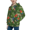 thumbnail image 2 of Fotbe Parrots And Tropical Leaves Pattern Youth Pullover Hooded Sweatshirt, Boys Hoodie, Kangaroo Pocket Hoodie for Kids Girls -X-Large, 2 of 6