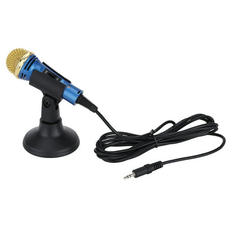 Mini Condenser Wired Network K Song Recording Mic Microphone with Stand for Smartphone PC