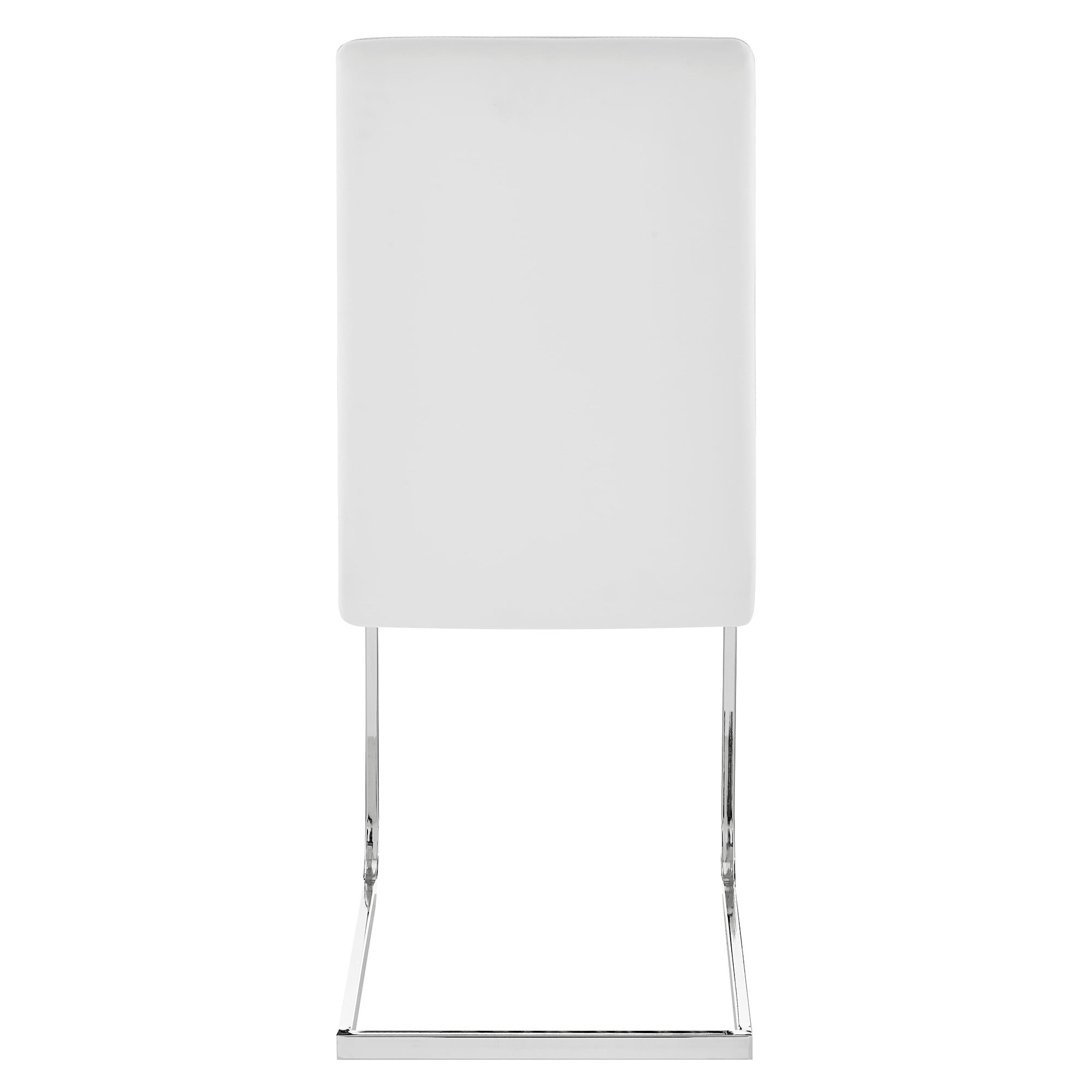 Amanda Contemporary Side Chair in White Faux Leather and Chrome Finish - Set of 6