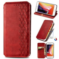 Dteck Wallet Case for iPhone SE 2020 & iPhone 7 & iPhone 8, Premium PU Leather Flip Folio Wallet Case with Card Slot Magnetic Closure Case, Red