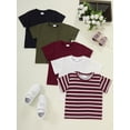 thumbnail image 2 of Mikrdoo Boys Solid Color & Striped T-shirt ,Casual Short Sleeve Crew Neck Tee for Summer Outdoor,5 Packs,Sizes 1-8Y, 2 of 7