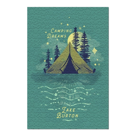 Lake Burton, Georgia, Lake Life Series, Camping Dreams (19x27 inches, Premium 500 Piece Jigsaw Puzzle for Adults and Family, Made in USA)