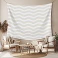 thumbnail image 2 of Cream Moire Large Tapestry for Bedroom Wall Hanging Tapestry, Water Ripple Stripe Farmhouse Ceiling Backdrop Tapestries Poster Blanket Wall Decor for Teens Room Living Room Dorm 100" x 59", 2 of 8