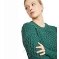 thumbnail image 6 of Traditional Irish Wool Green Sweater for Women, Honeycomb Stitch, Made in Ireland - Small, 6 of 6