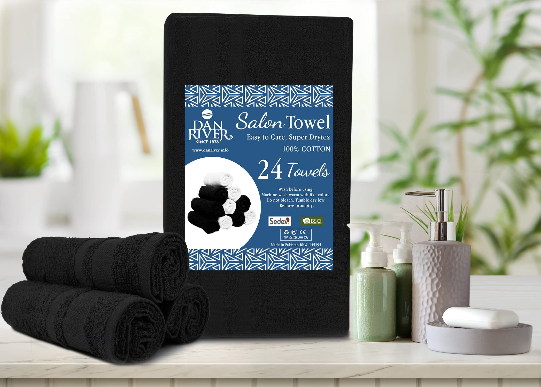 Dan River Soft Multi-Purpose Salon Towels, 100% Cotton, Pack of 24, White, 16x26 Inches
