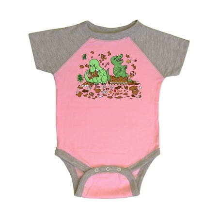 

Inktastic Tiny Dinosaurs Ruining Gingerbread House Gift Baby Boy or Baby Girl Bodysuit