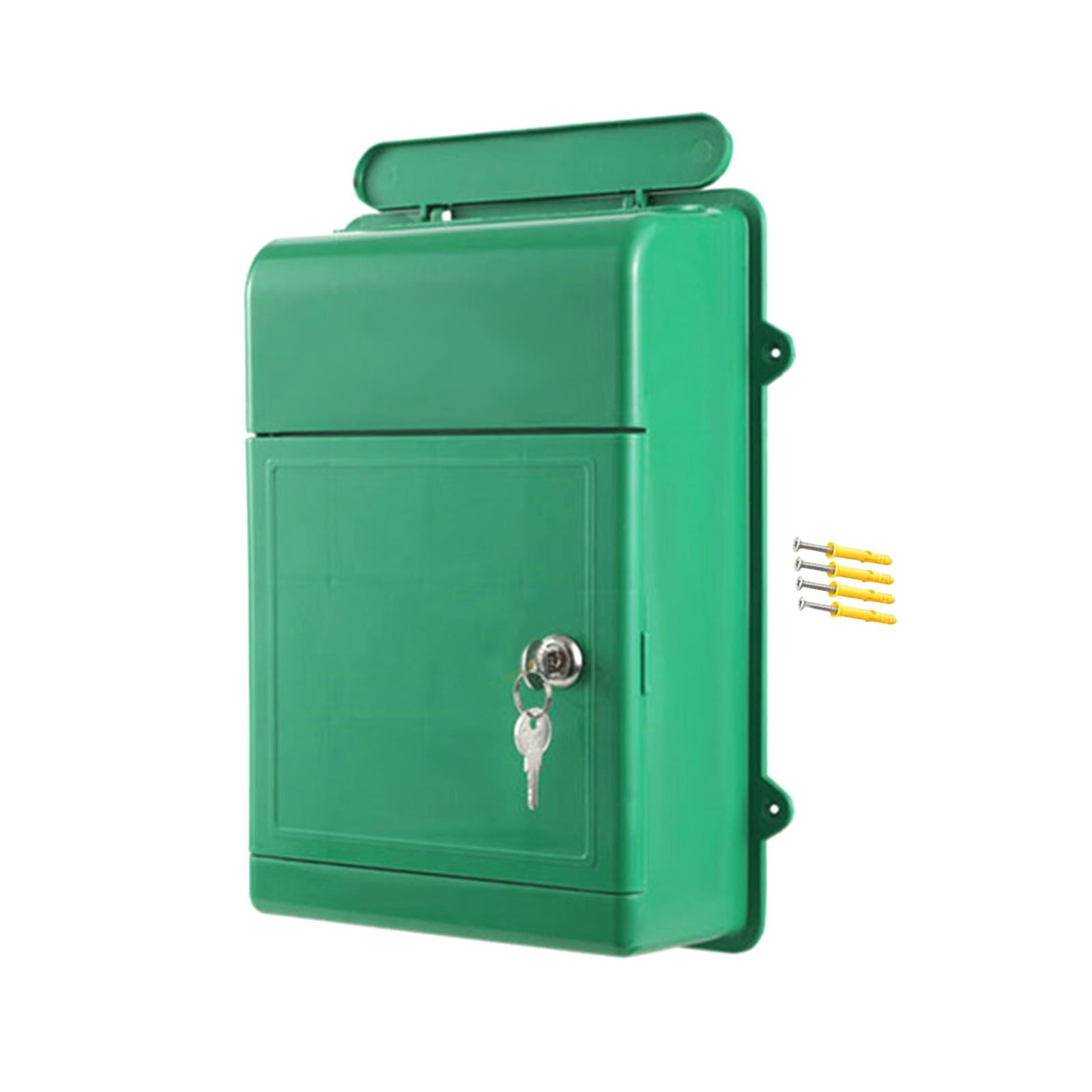 Baoblaze Wall Mount Mailbox Back Hollow Letter Box for Office Building Outdoor Street Green