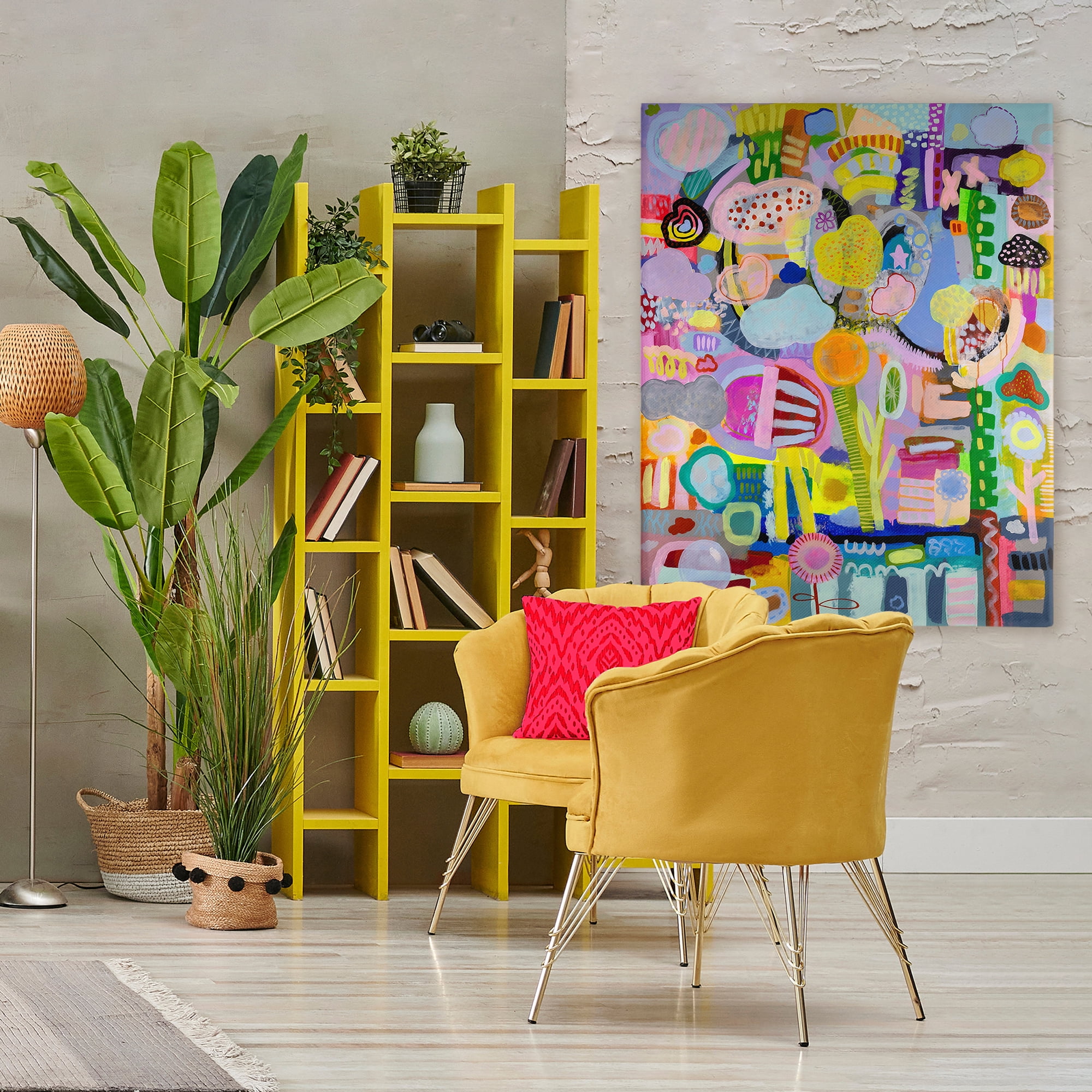Stupell Industries Big Happy Whimsical Collage Canvas Wall Art, design by Mary Robertson
