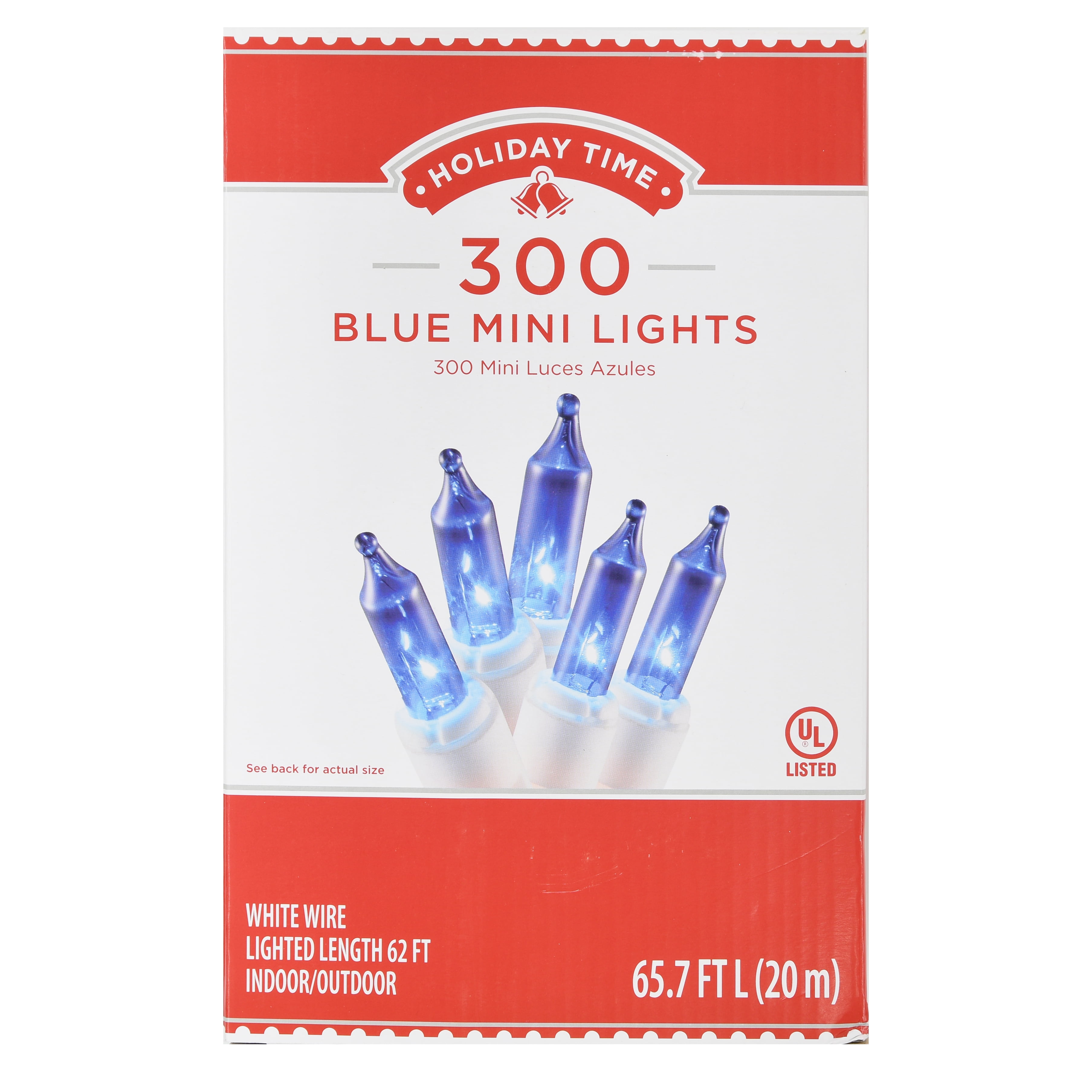 Holiday Time 65.7 ft, 300 Count Blue Incandescent Mini String Christmas
