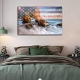 thumbnail image 5 of HFDF Vtage American US Flag with Seaview Modern Seascape Giclee Artwork Contemporary Wall Art Canvas Prts Home Decor Pictures for Livg Room Poster Patg Ready to Hang 20x16inch Framed, 5 of 5