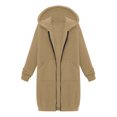 thumbnail image 5 of Otntypg Long Hoodie Tops for Women Fashion Fall Winter Full Zip up Drawstring Long Sleeve Fleece Lined Hooded Sweatshirts Loose Fit Casual Outwear Coat with Pockets Khaki XL, 5 of 5