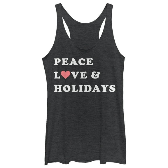 Women's CHIN UP Christmas Peace & Love  Racerback Tank Top Black Heather Medium