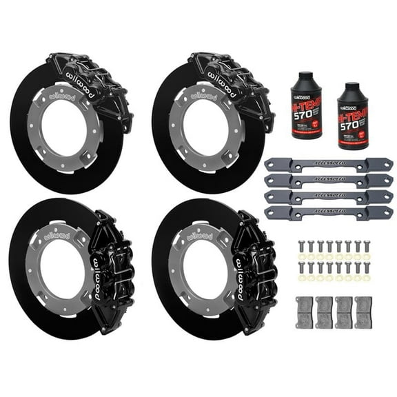 Wilwood Front & Rear UTV Big Brake Combo with Black Calipers, Plain Rotors & Brake Fluid, For 2019-up Honda Talon 1000