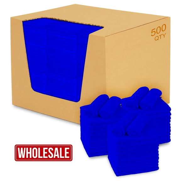 Lot of 500 Microfiber Cleaning Towels Bulk Wholesale 16" x 16" All Purpose for Household Car Auto Dusting Deatailing waxing Polishing and Drying ( Royal Blue, 500 Pack, 16" x 16" )