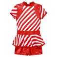 thumbnail image 3 of iiniim Kids Girls Candy Cane Christmas Costume Stripes Print One Piece Bodysuit Ballet Dance Gymnastic Leotard Biketard, 3 of 7