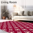 thumbnail image 2 of ODIKA 8'x10' Machine Washable Non-Slip Area Rug, Magical Snow Crystal With Luxurious Accent Trim High Traffic Rug with Pad, Red, 508693, 2 of 8