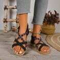 thumbnail image 2 of Xfvqtps Womens Bohemian Roman Sandals Flat Open Toe Crisscross Strap Casual Comfortable Walking Shoes for Women Summer Outdoor Beach, 2 of 9