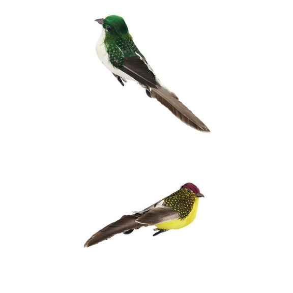 2 Pcs Artificial Feathered Sparrow Bird Clip Fake Spadger Birds