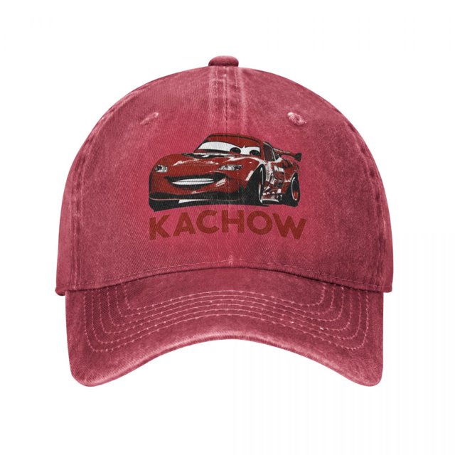 Hombres y mujeres Vintage Lightning McQueen Cars Gorras de béisbol, mezclilla desgastada, gorra de sol, actividades al aire libre de Disney hola suerte unisex