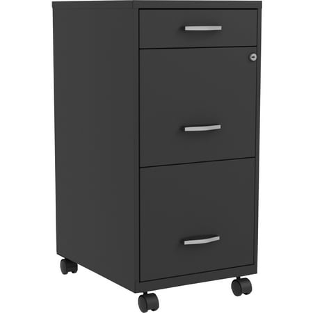 LYS SOHO Box/File/File 3-Drawer Mobile File Cabinet 14.3" x 18" x 26.5" - 3 x File Drawer(s), Box Drawer(s) - Material: Plastic Handle, Steel Cabinet - Finish: Baked Enamel, Black