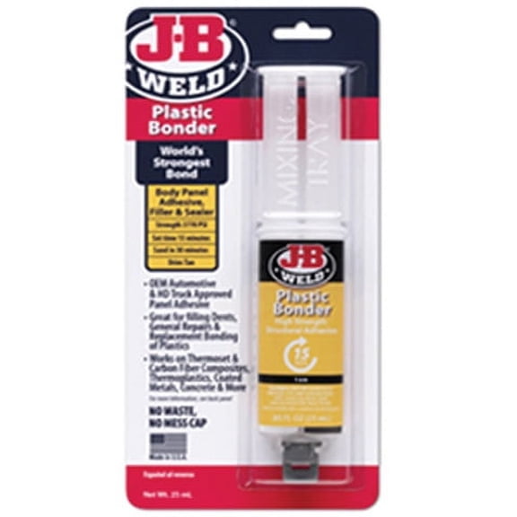 J-B Weld Plastic Bonder Tan Syringe Epoxy Adhesive 25 ml