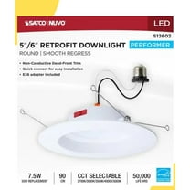Satco S12602 8 Watt 5–6 Inch LED Downlight Retrofit CCT Selectable 2700K 3000K 3500K 4000K 5000K Round White Finish Energy Efficient Recessed Fixture