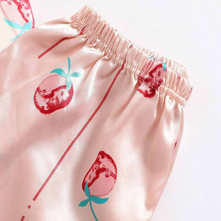 YHWW Sleepwear Women Pajamas Set Summer Cute Strawberry Short Sleepwear  Girls Comfortable Home Clothes,Cup,XXL