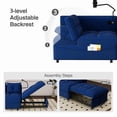 thumbnail image 3 of 1 versatile foldable sofa bed in 3 lengths, modern sofa sofa sofa velvet pull-out bed, loveseat sofa adjustable back and with USB port and swivel phone stand,Black, 3 of 9