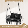 thumbnail image 2 of MoNiBloom 2-Person Hammock Chair, Hanging Hammock Macrame Swing with Cushion, Cotton Rope, Tassels, Bohemian Style Hanging Chair for Bedroom Indoor Outdoor, Black, 2 of 8