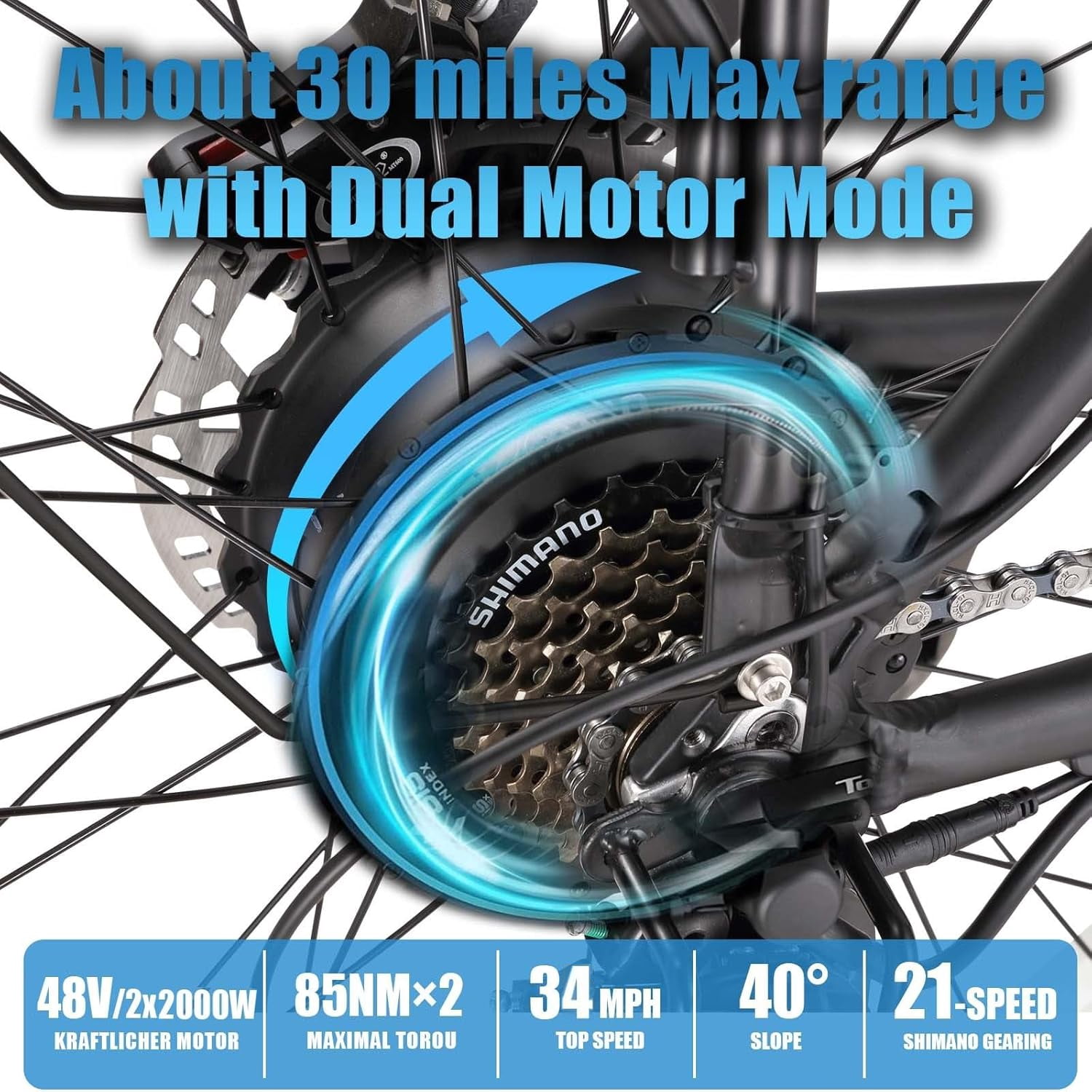 KETELES Electric Bike for Adults,Dual Motor Ebike Peak 4000W ， 26" Fat Tire Electric Mountain Ebike, 48V 23AH UL 2849.