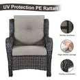 thumbnail image 3 of PARKWELL 4-Piece Outdoor Patio Furniture Set 5-Seat High Back Conversation Set with 41" Fire Pit Table and Deep Seat Wicker Chairs for Patio Garden Deck,Brown Wicker Gray Cushions, 3 of 9