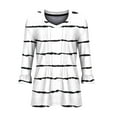 thumbnail image 4 of ZyeKqe Women's Tops 3/4 Sleeve Top Pleated V-Neck Shirts Loose Fitting Dress Casual Blouses Striped Tunic Tops, 4 of 4
