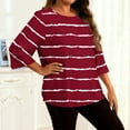 thumbnail image 4 of purcolt Women's Striped Oversized T Shirts 3/4 Sleeve Plus Size Tops Summer Casual Crew Neck Loose Fit Tunic Tops, 4 of 7