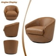 thumbnail image 4 of UIXE Swivel Barrel Accent Chair PU Leather Club Chair Upholstered Armchair for Living Room Modern Round Arm Chair, Brown, 4 of 6