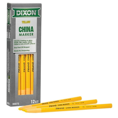 Dixon Phano China Markers, Yellow, Pack of 12