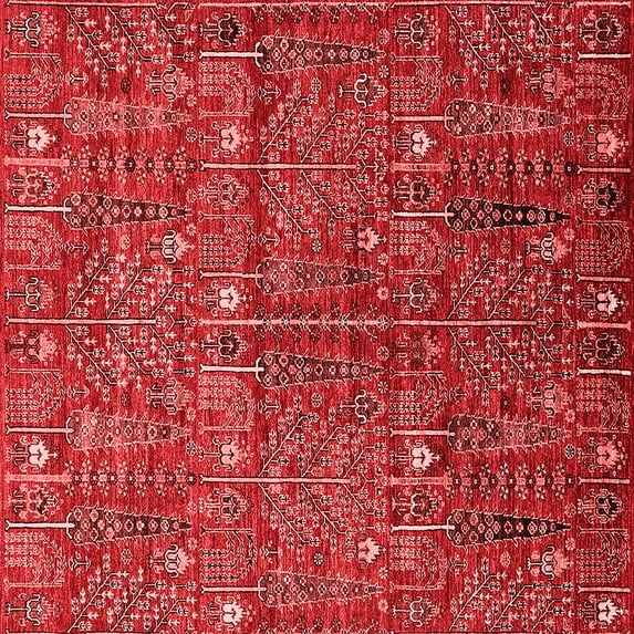 Ahgly Company Indoor Square Oriental Red Industrial Area Rugs, 6' Square