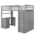 thumbnail image 6 of Twin size Loft Bed with Drawers,Desk,and Wardrobe-Gray, 6 of 13