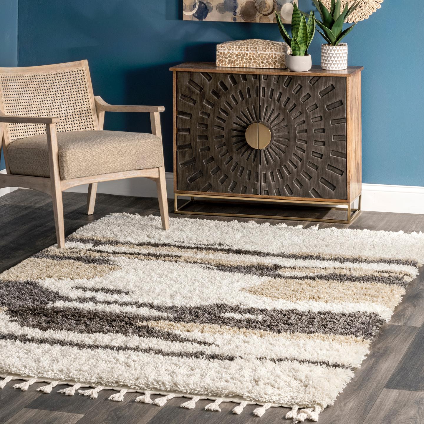nuLOOM Elliot Abstract Cloud Shag with Tassel Area Rug