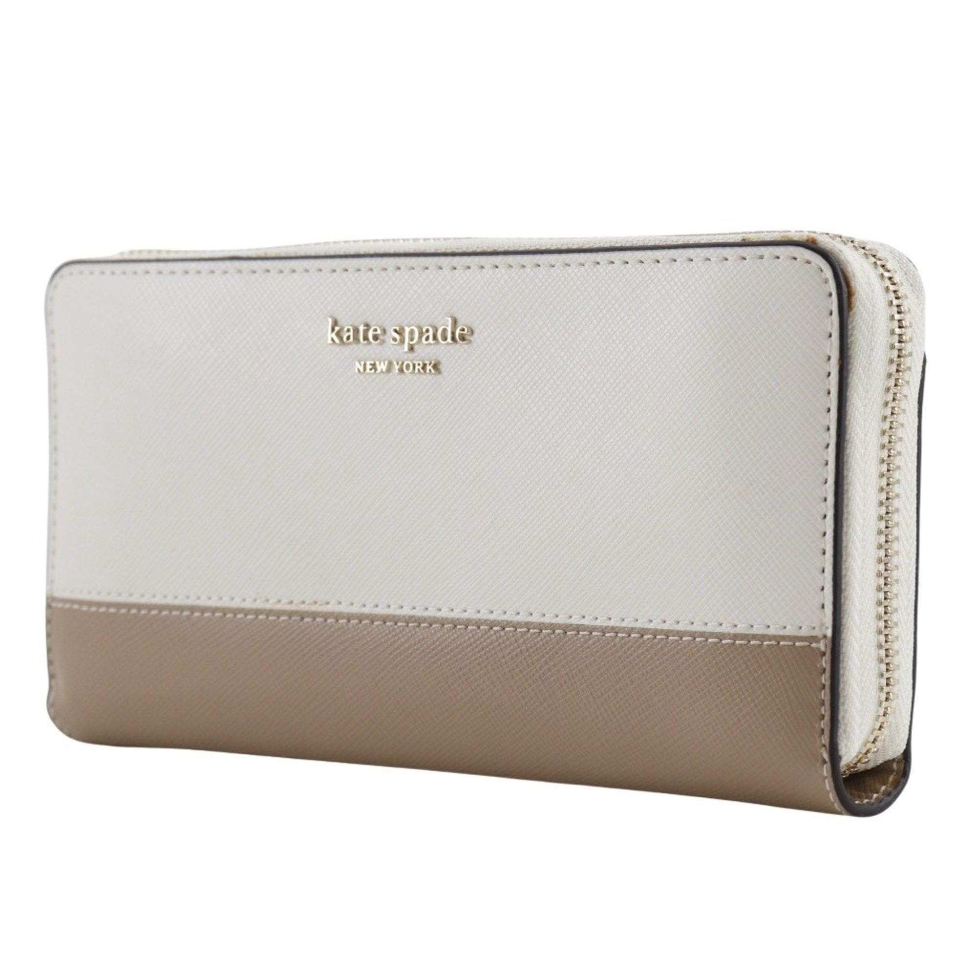 Pre-Owned Kate Spade Round Long Wallet Spencer Bicolor PWR00281 Leather White/Beige... (Good)