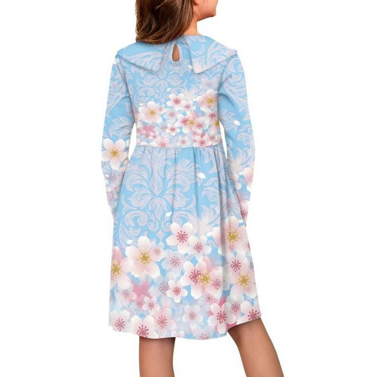blue cherry blossom dress Little English | Cherry Blossoms Birdie Dress main image 0