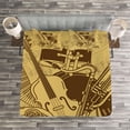 thumbnail image 3 of Ambesonne Retro Quilted Bedspread Set 3 Pcs, Jazz Music Equipments, King Size, Cream Brown, 3 of 3