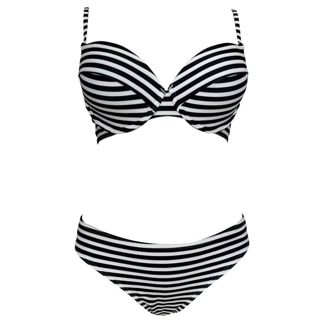 Traje de Baño Ocean Pacific para Mujer Bikini, Top con Varilla, Tirante Delgado, Estampado Rayas Multicolor Talla CH 2 Piezas