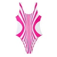 thumbnail image 2 of Uaswgudfs Womens One-Piece Swimsuit with Dynamic Curved Patterns | Symmetric Stripes for Bathing Suit Swimwear Hot Pink S, 2 of 5