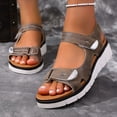 thumbnail image 2 of Rokment Orthopedic Walking Sandals for Women with Arch Support Comfortable Leather Memory Foam Wedge Heels Non Slip Work Summer Shoes Brown Size 6.5, 2 of 6